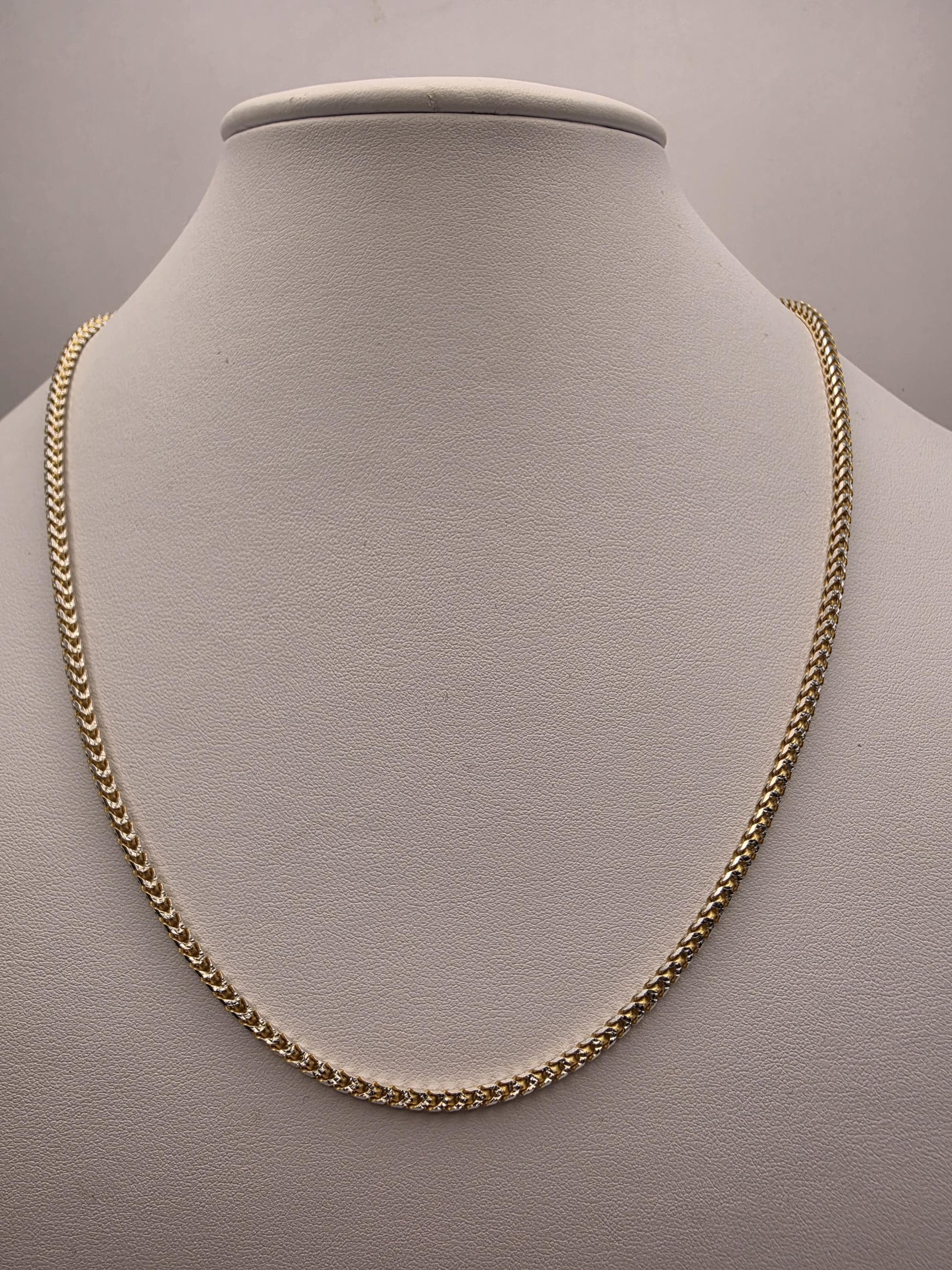 Gold Plated Franco Chain Necklace | 925 Sterling Silver | 20 Inch | 2.5mm | Thin Mens Franco Chain | Layering Necklace