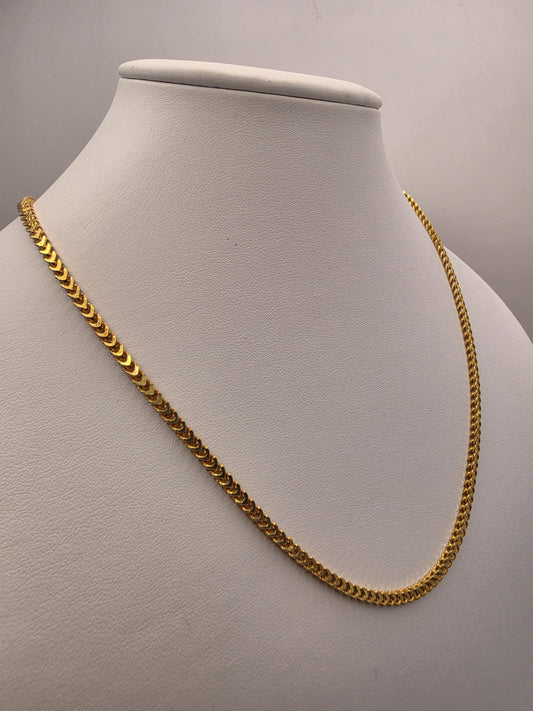 Gold Plated Franco Chain Necklace | 925 Sterling Silver | 20 Inch | 2.55mm | Thin Franco Link Chain | Layering Necklace