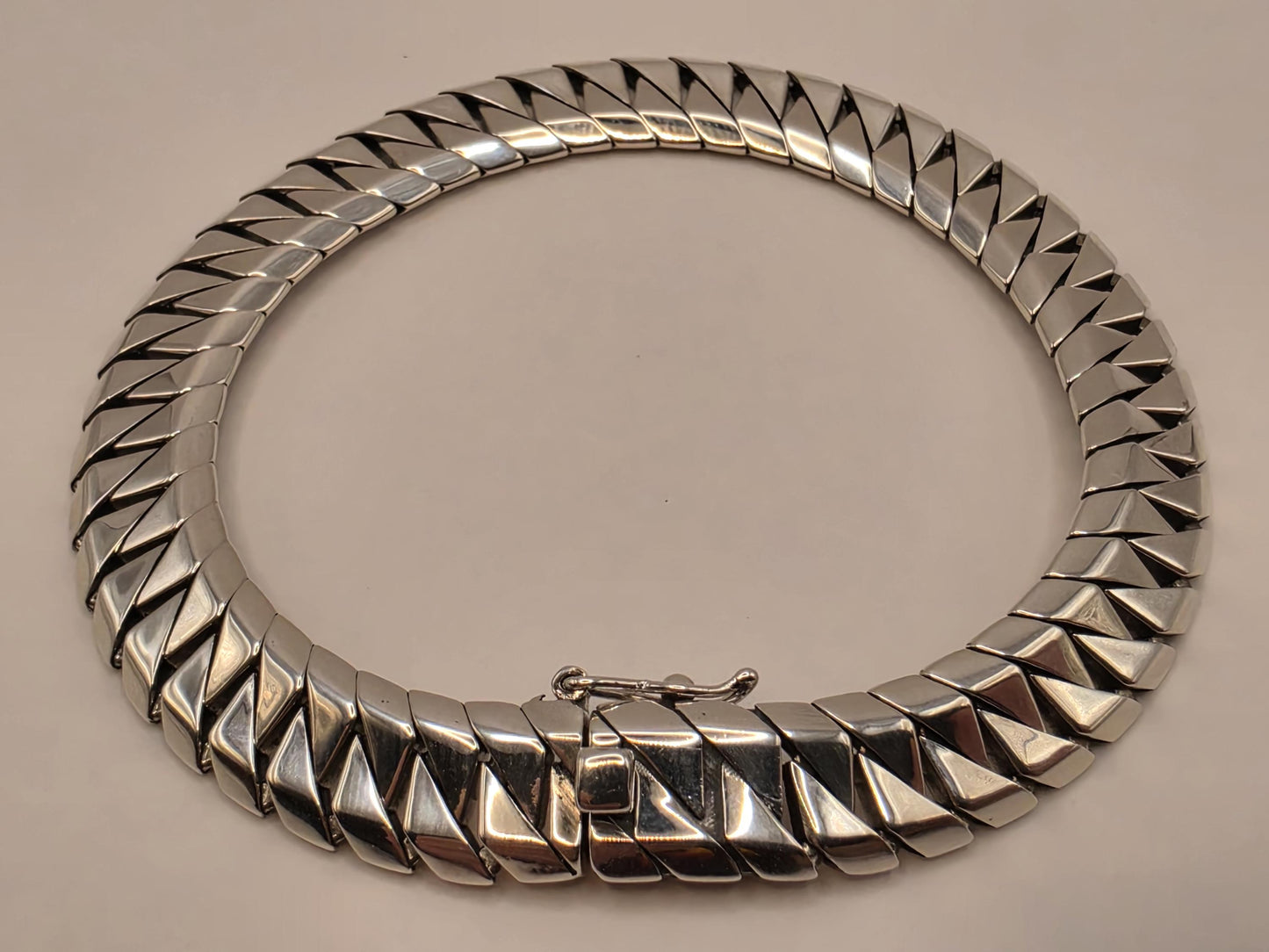 Solid 925 Sterling Silver Fancy Link Bracelet 9.5mm Mens Heavy Diagonal Panther Style 8 Inch 23.5 Grams High Polish Gift for Him Boyfriend