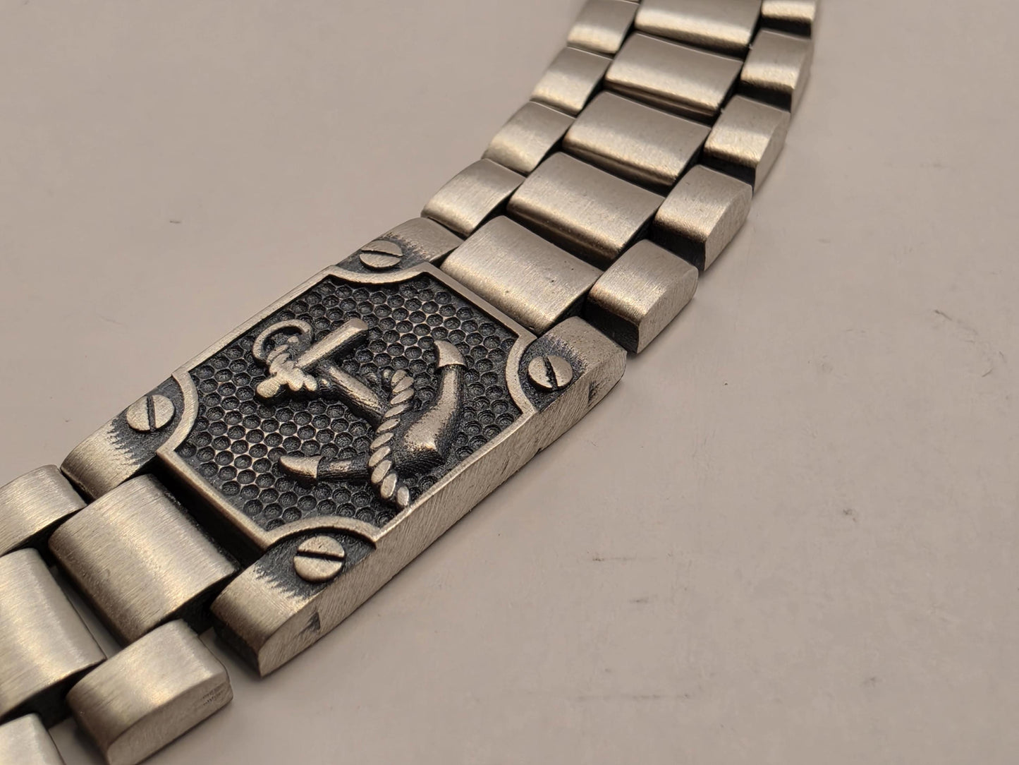 Solid 925 Sterling Silver Anchor Bracelet 11.5mm Mens Nautical Watch Band Link Brushed 8 Inch 24.2 Grams Sailor Maritime Gift for Him Dad
