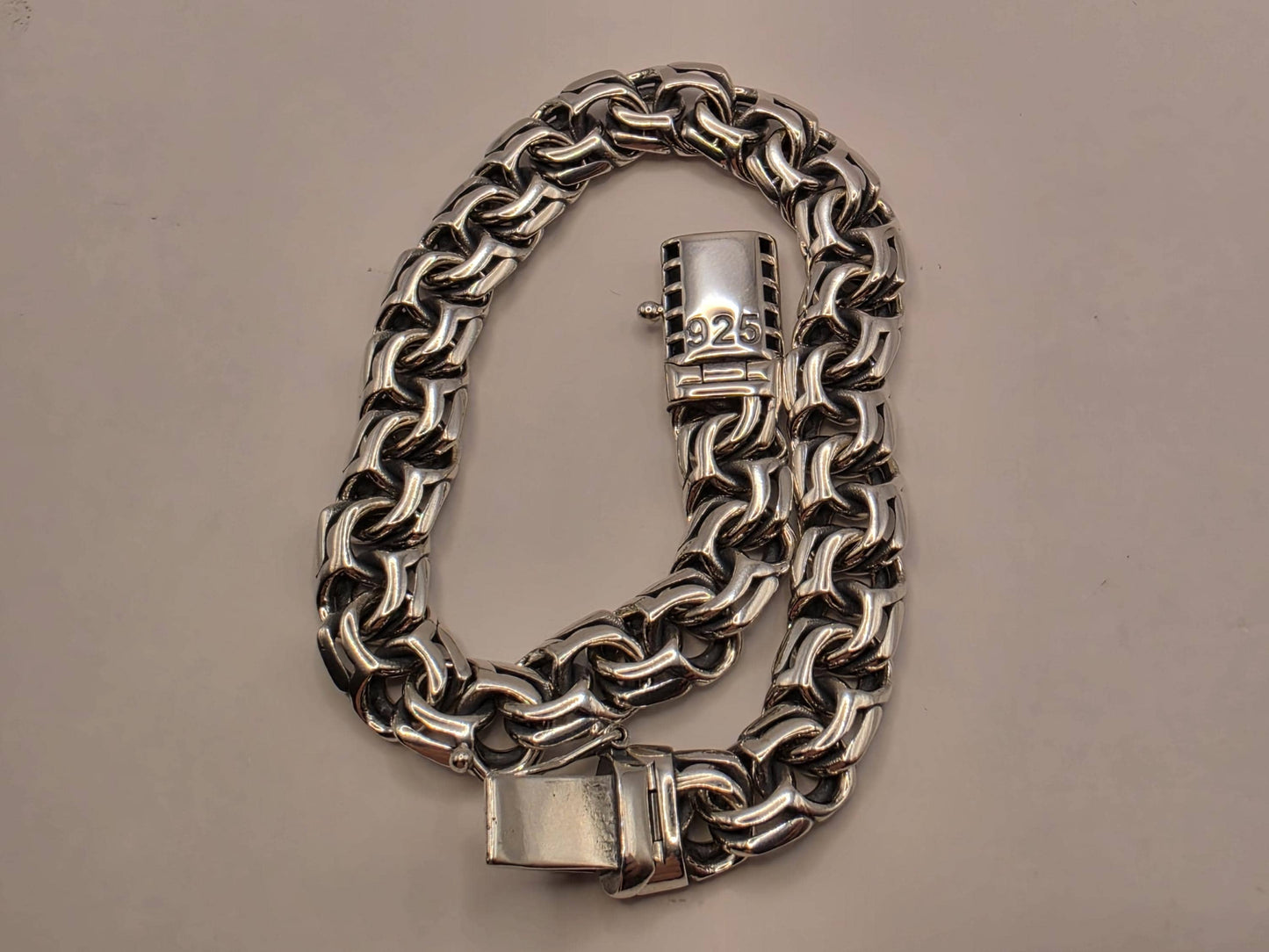 Solid 925 Sterling Silver Garibaldi Double Curb Bracelet 9mm Mens Extra Heavy Link 8 Inch 28.5 Grams Box Clasp Statement Gift for Him Dad