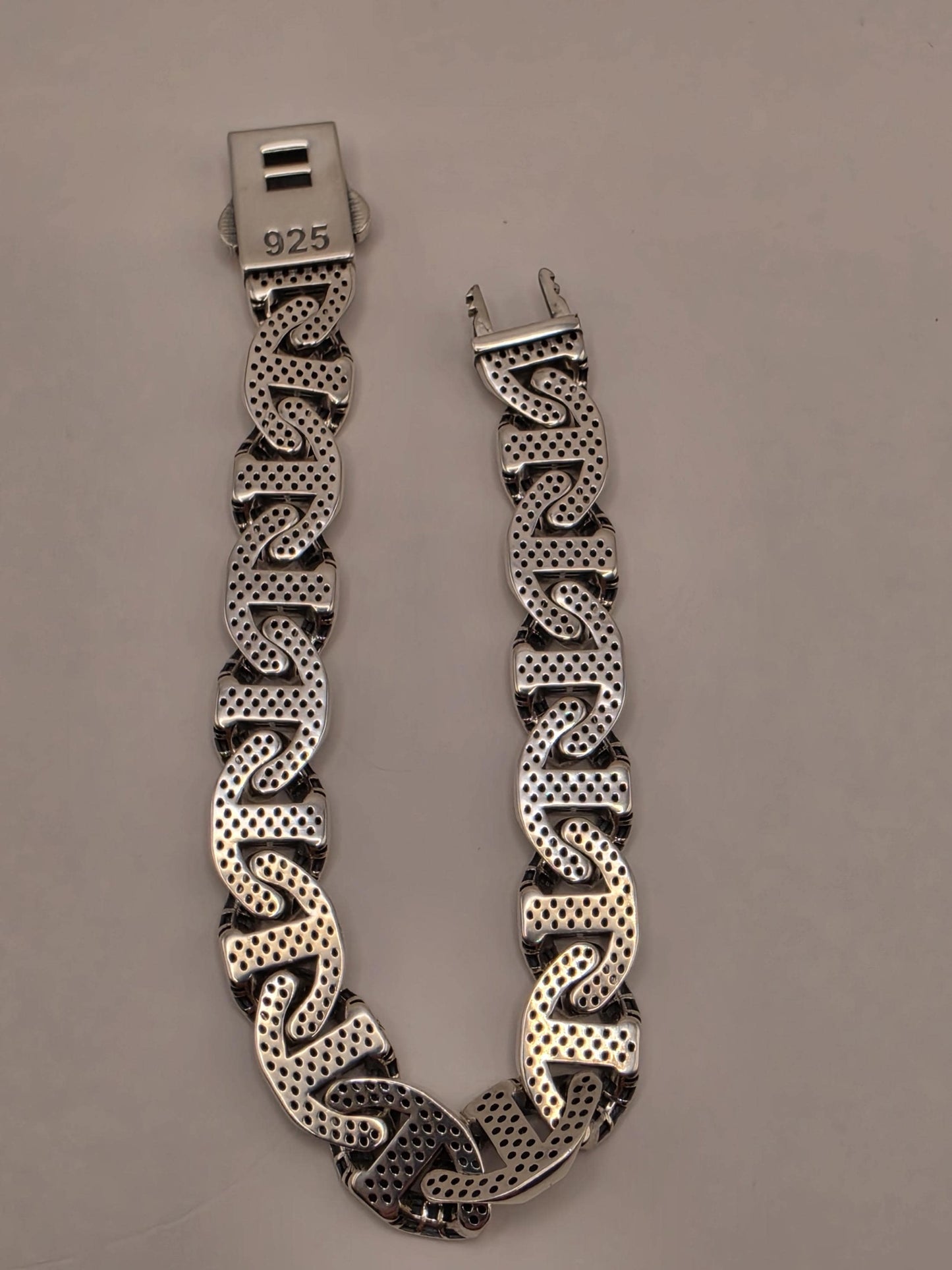 Solid 925 Sterling Silver Mariner Link Bracelet 11.5mm Mens Extra Heavy Beaded Edge 8 Inch 29.6 Grams Anchor Chain Statement Gift for Him