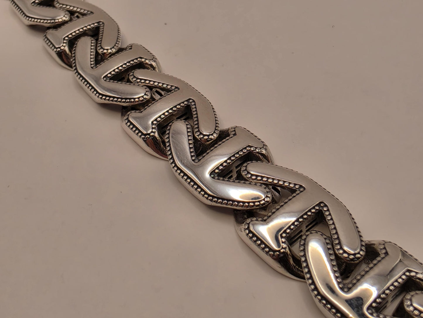 Solid 925 Sterling Silver Mariner Link Bracelet 11.5mm Mens Extra Heavy Beaded Edge 8 Inch 29.6 Grams Anchor Chain Statement Gift for Him