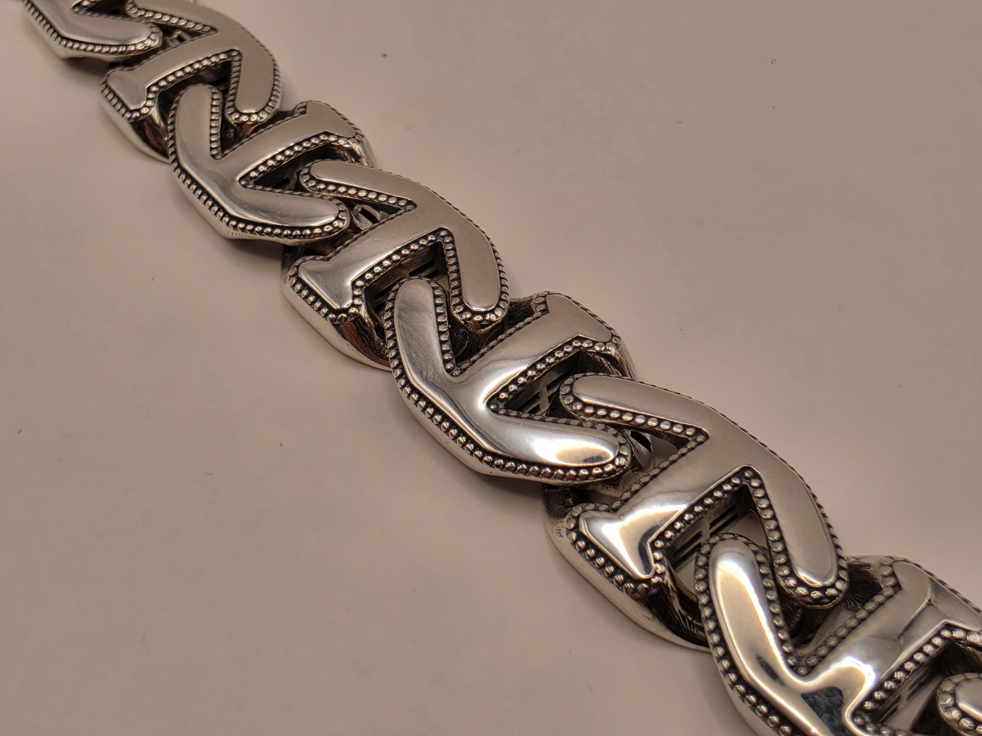 Solid 925 Sterling Silver Mariner Link Bracelet 11.5mm Mens Extra Heavy Beaded Edge 8 Inch 29.6 Grams Anchor Chain Statement Gift for Him