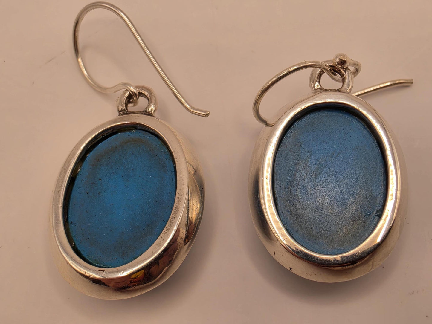 Turquoise Quartz Doublet Earrings Sterling Silver Faceted Checkerboard Oval Dangle 1 Inch Bright Blue Statement Drops Gift for Her