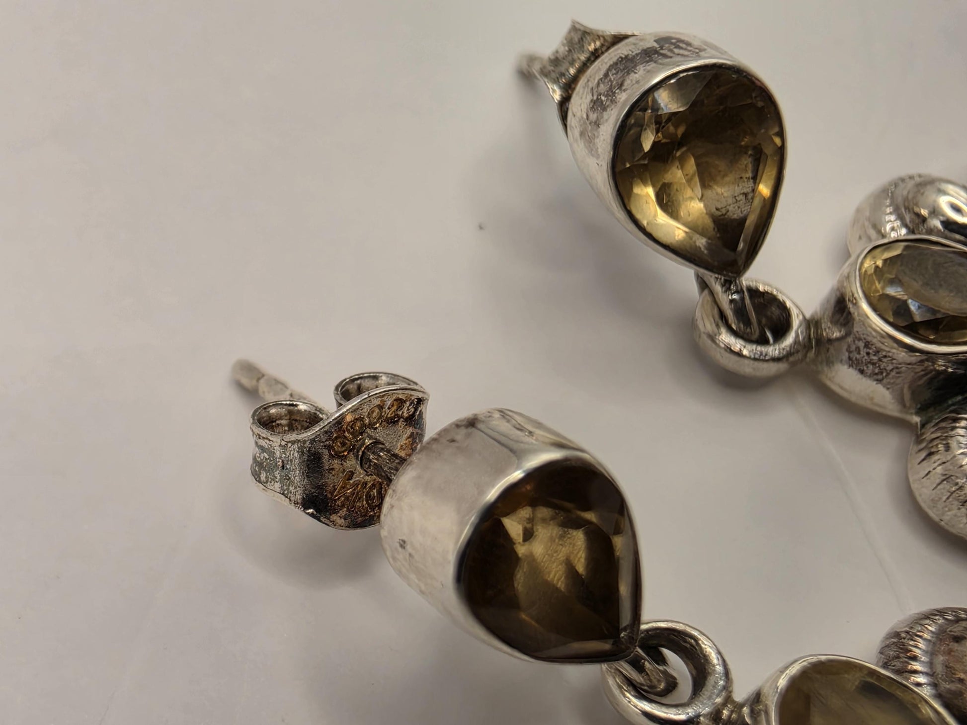 Citrine Garnet Flower Earrings Sterling Silver Floral Drop 1 Inch Yellow Red Gemstone November January Birthstone Gift