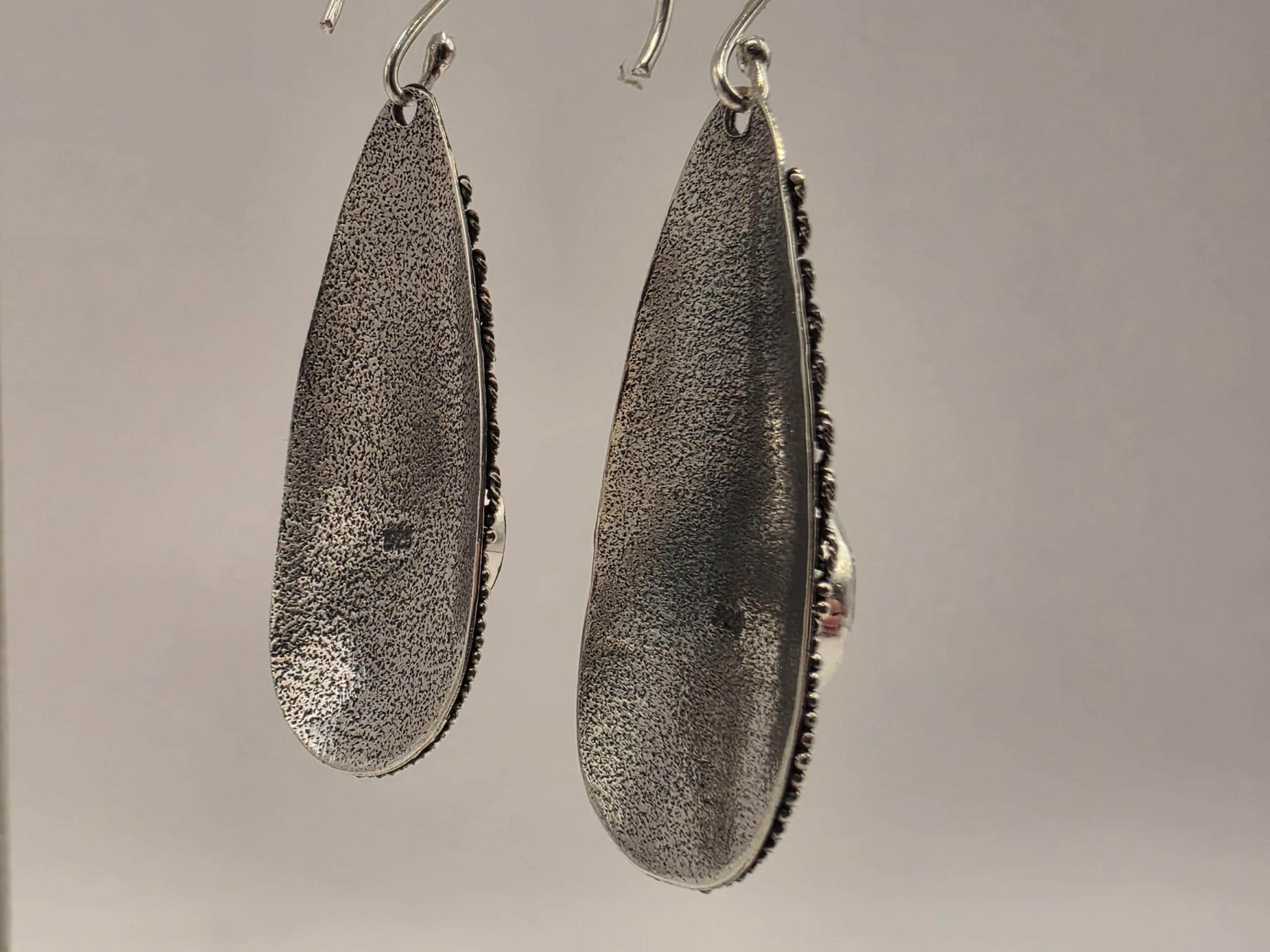 Blue Topaz Earrings Sterling Silver Ornate Teardrop Bali Dangle 1.25 Inch 8 Grams December Birthstone Gift for Her