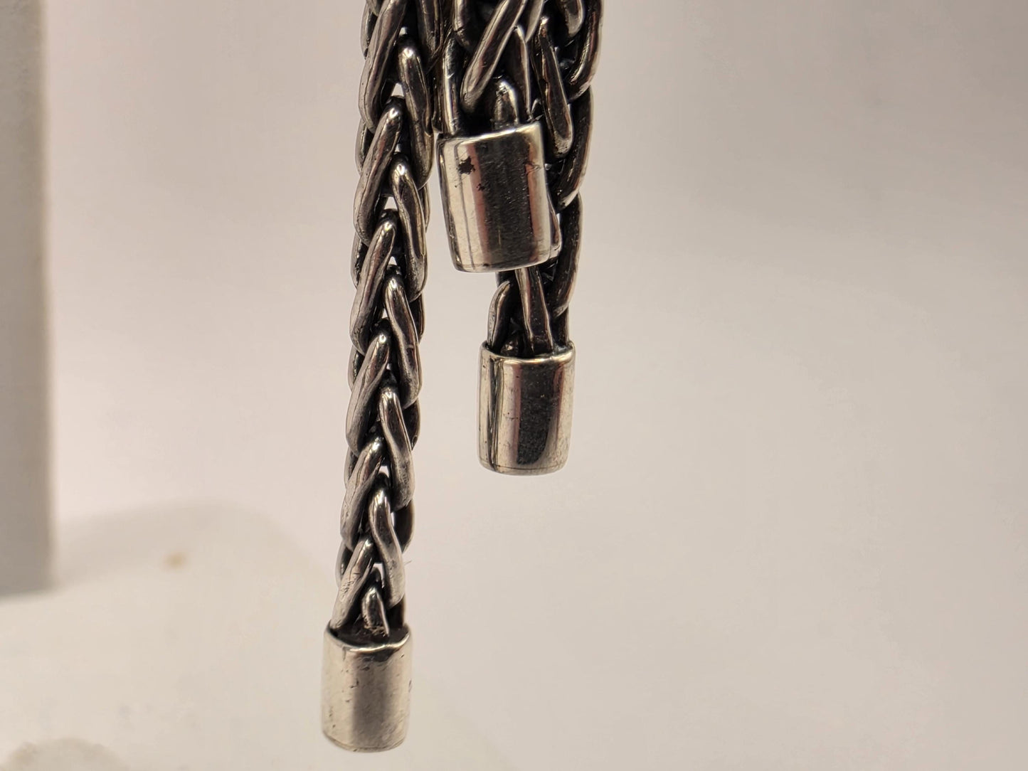 Sterling Silver Tassel Earrings Multi Strand Chain Dangle 2.25 Inch 14.7 Grams Oxidized Bali Statement Gift for Her
