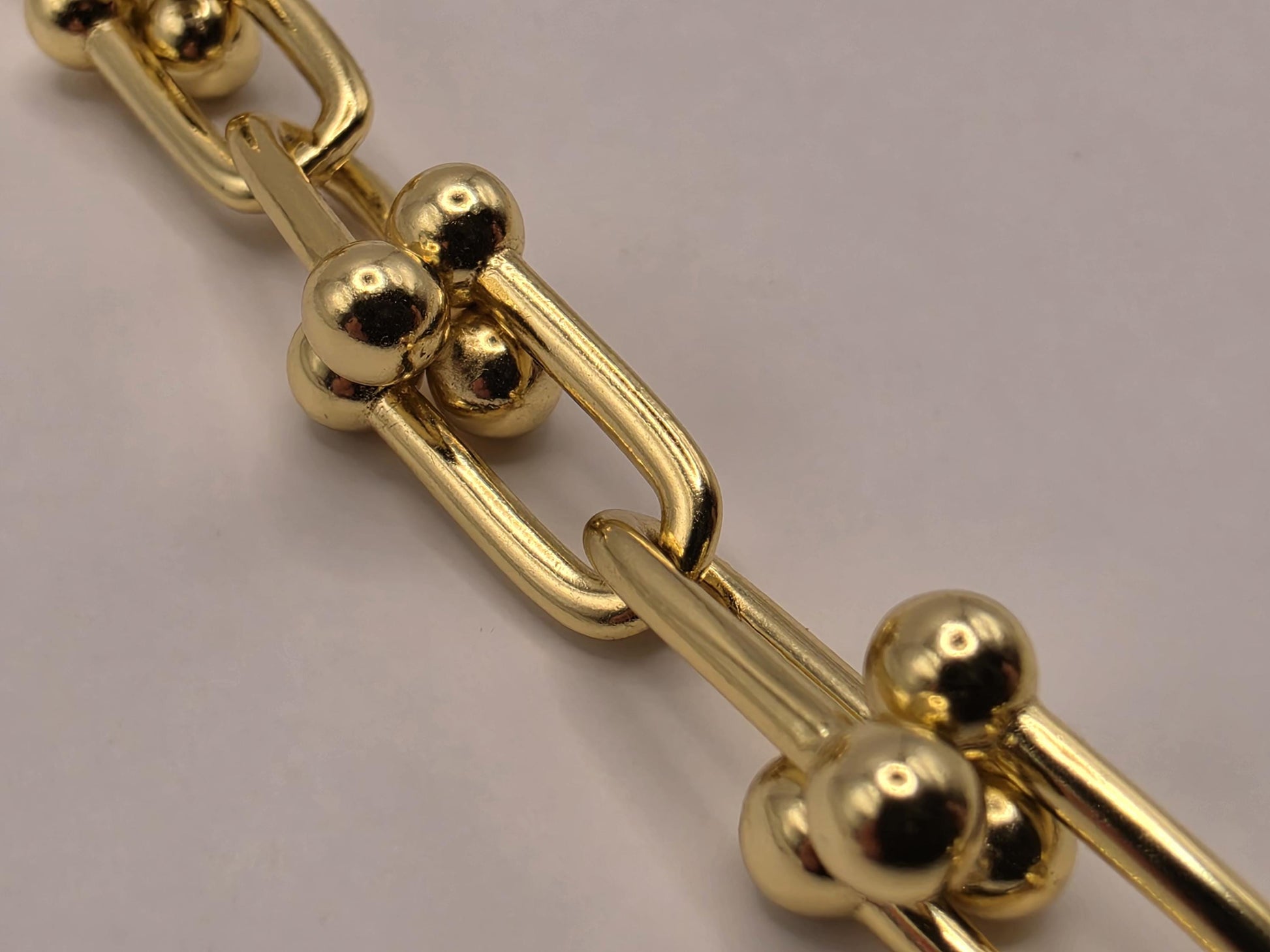 Gold Plated Silver Ball Link Necklace Paperclip Chain 16 Inch 54.8 Grams Chunky Hardware Carabiner Statement Jewelry