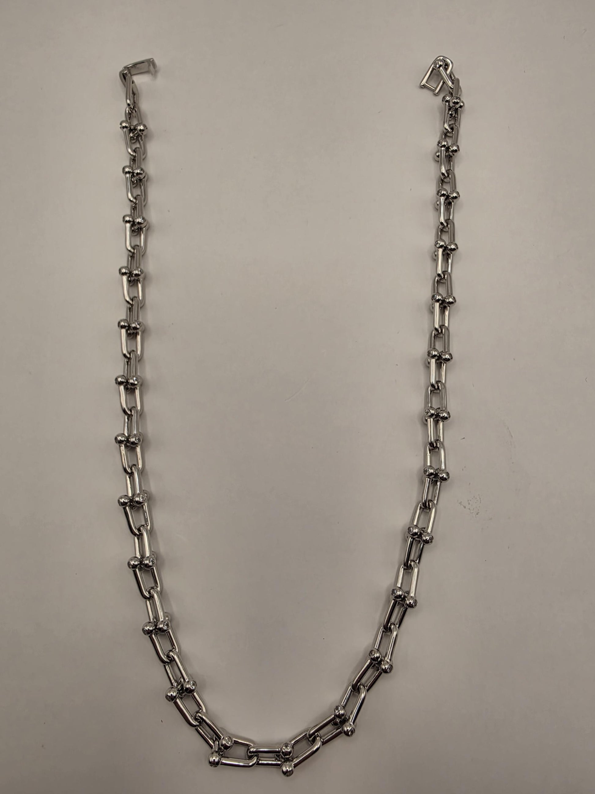 Sterling Silver Ball Link Necklace 8.5mm 18 Inch 54.4 Grams Chunky Paperclip Hardware Unisex Statement Chain
