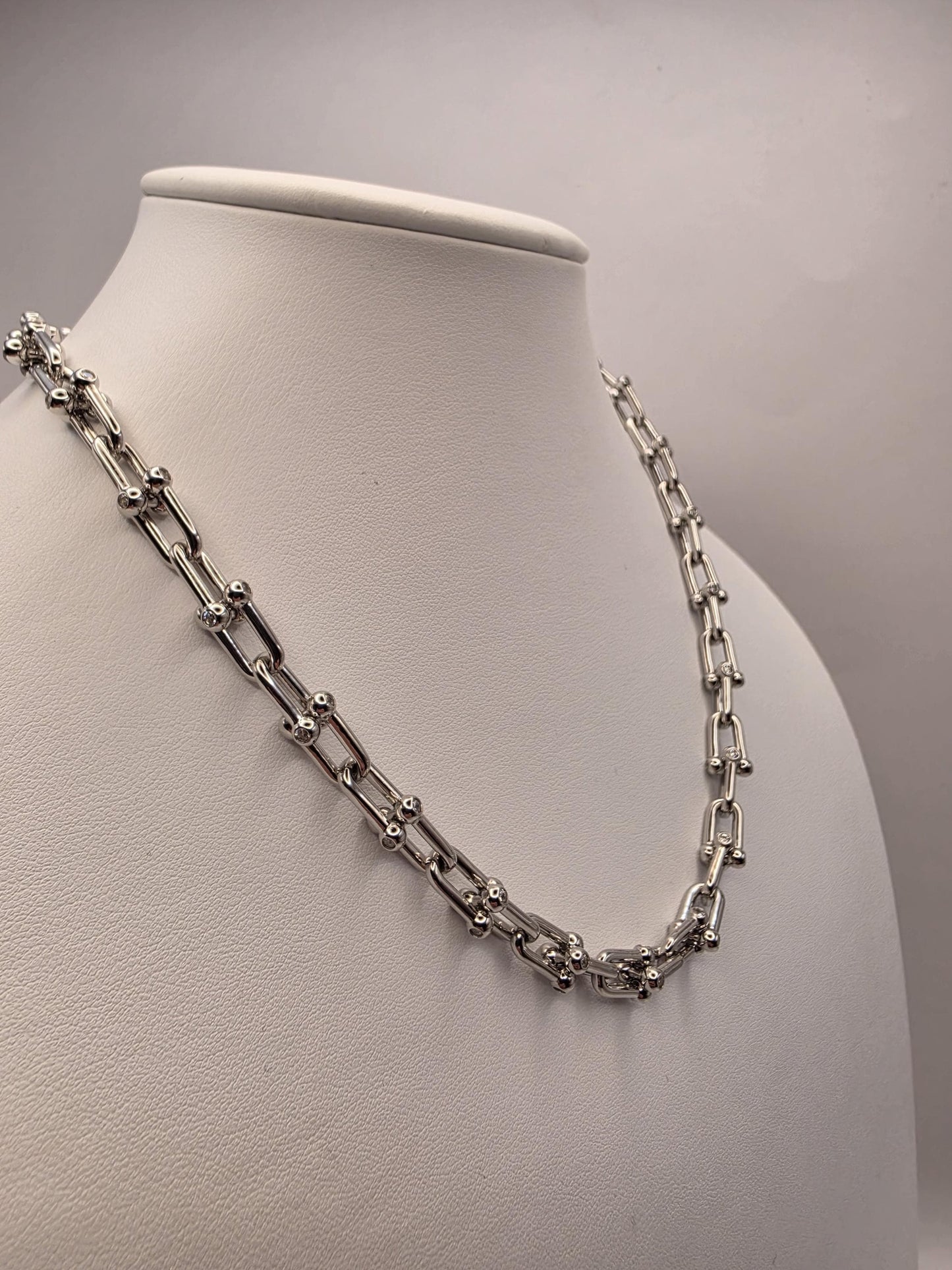 Sterling Silver Ball Link Necklace 8.5mm 18 Inch 54.4 Grams Chunky Paperclip Hardware Unisex Statement Chain