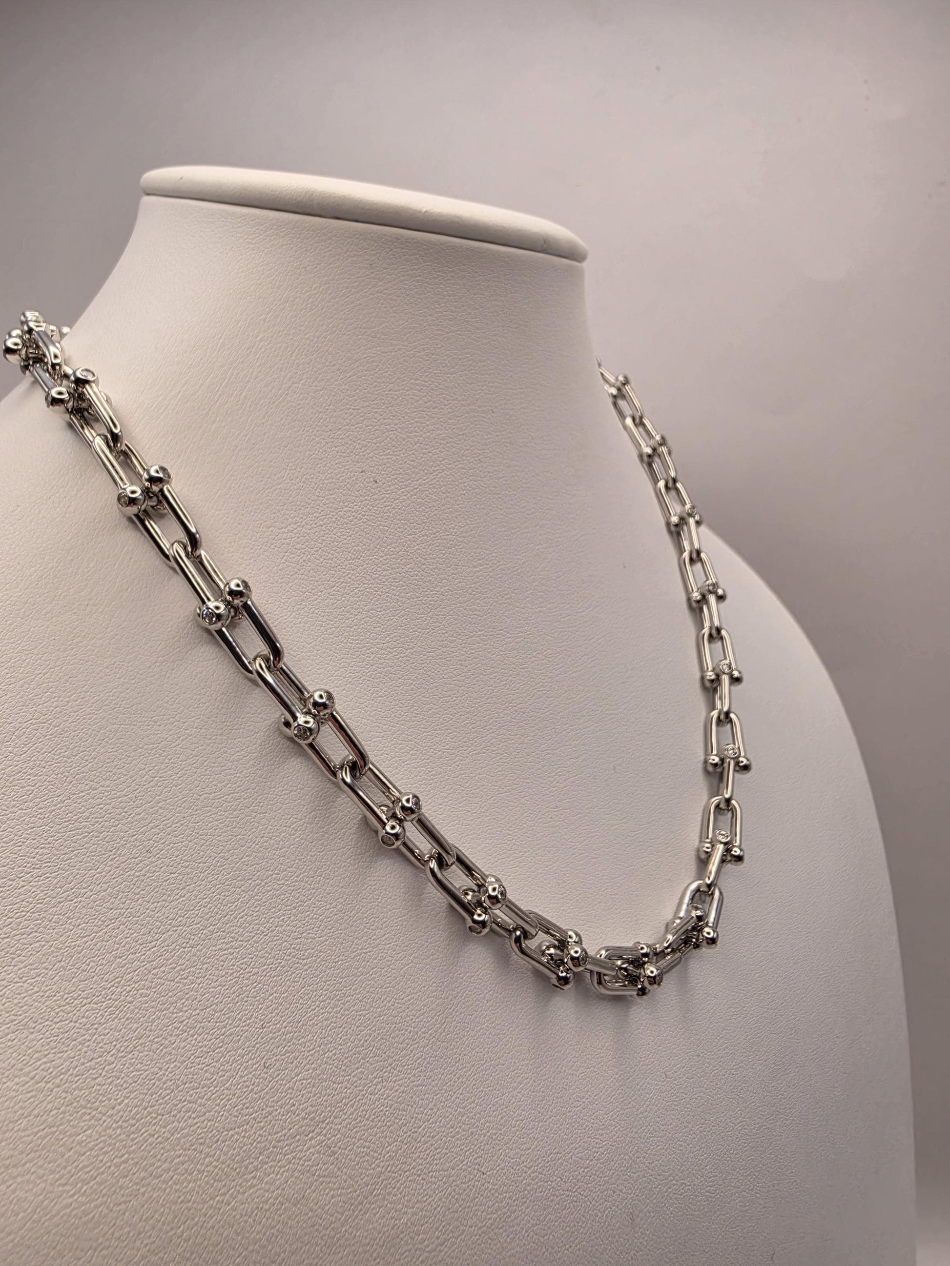 Sterling Silver Ball Link Necklace 8.5mm 18 Inch 54.4 Grams Chunky Paperclip Hardware Unisex Statement Chain