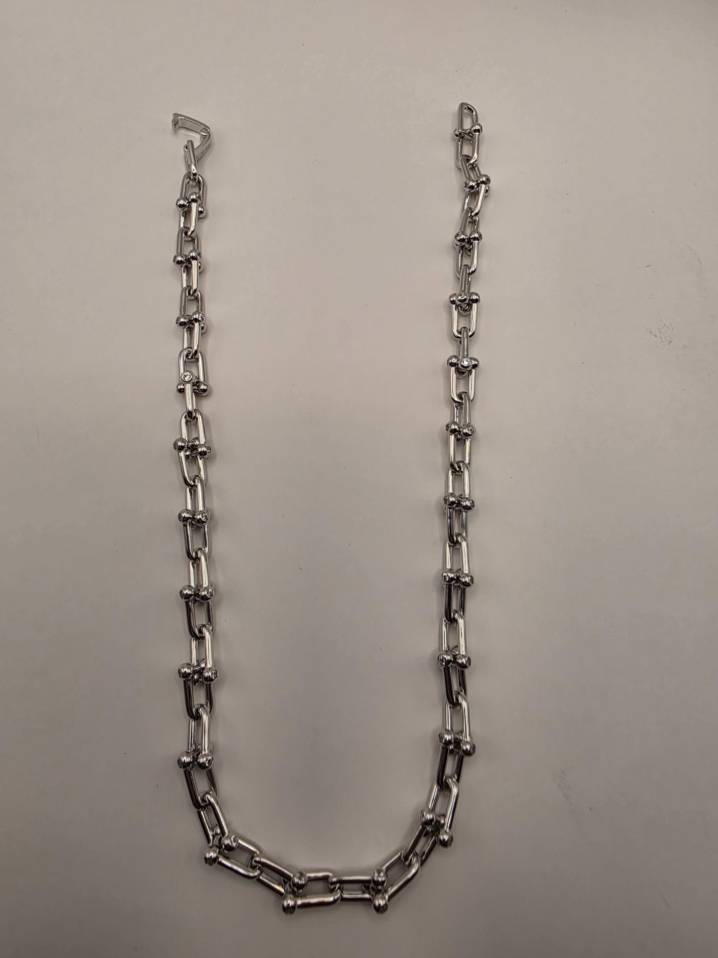 Sterling Silver Ball Link Necklace 8mm 16 Inch 47.9 Grams Chunky Paperclip Hardware Collar Statement Chain