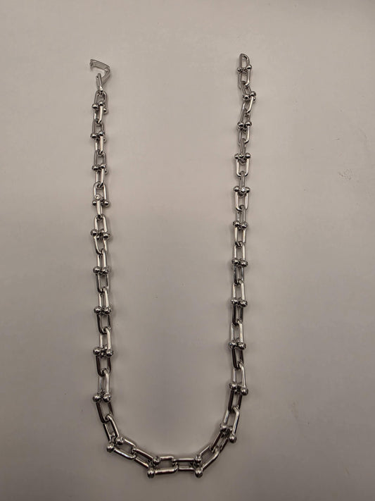 Sterling Silver Ball Link Necklace 8mm 16 Inch 47.9 Grams Chunky Paperclip Hardware Collar Statement Chain