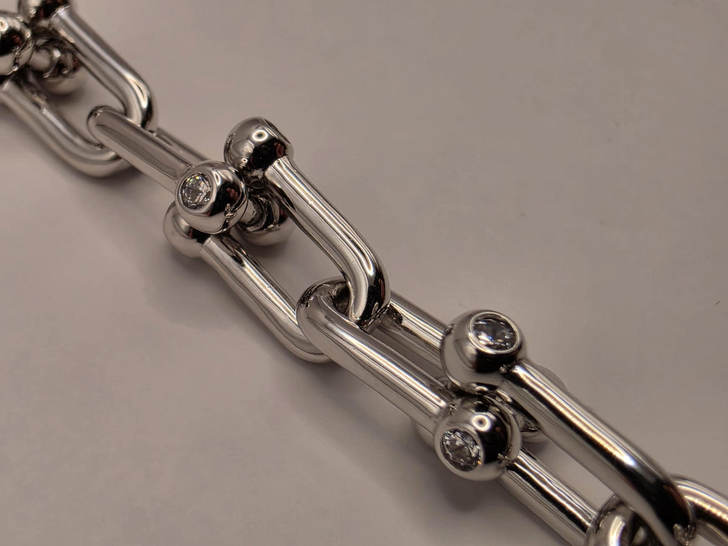 Sterling Silver Ball Link Necklace 8mm 16 Inch 47.9 Grams Chunky Paperclip Hardware Collar Statement Chain