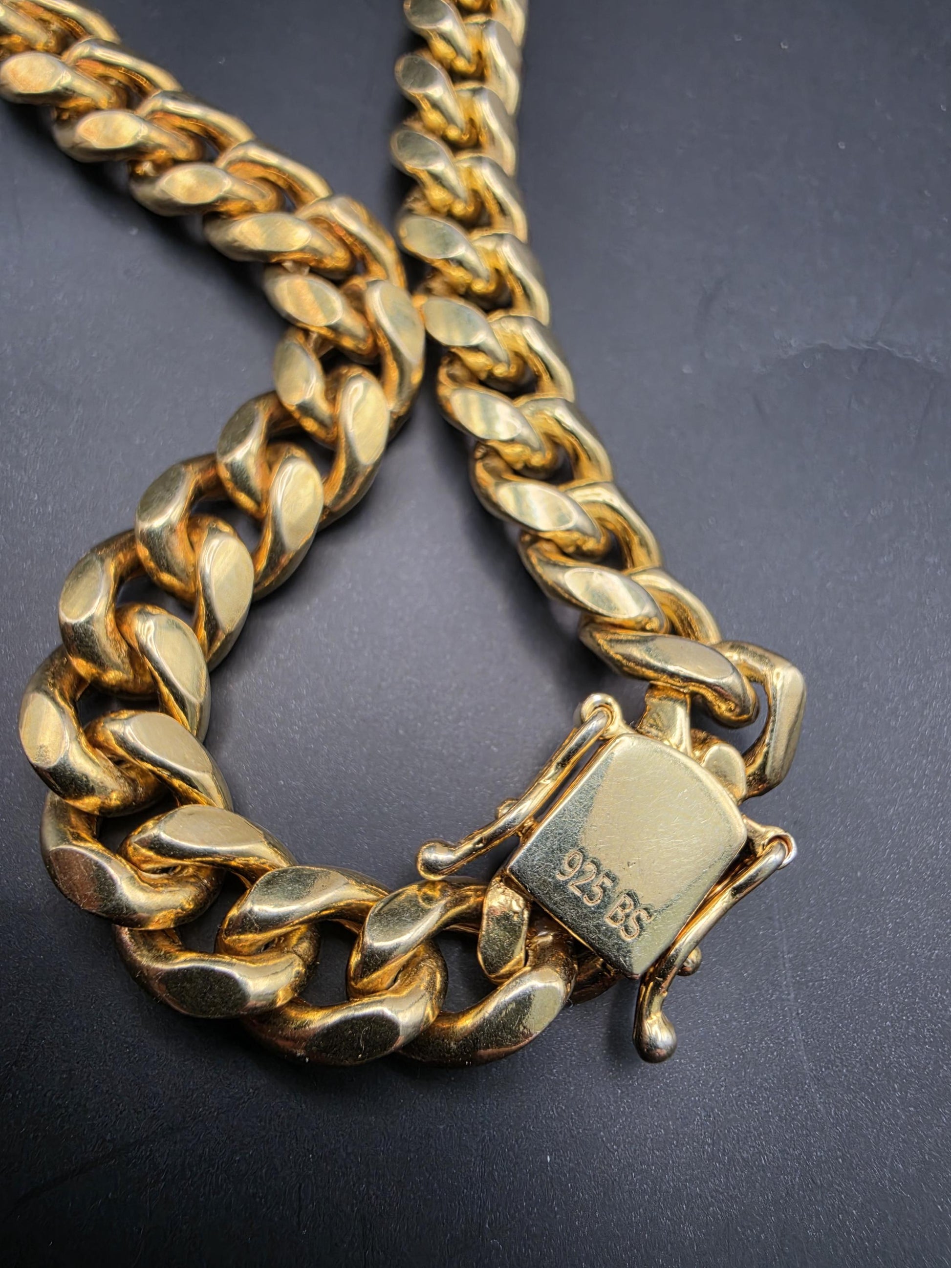 Gold Plated 925 Sterling Silver Miami Cuban Link Chain Necklace 20 Inch 8.8mm Mens Hip Hop Curb Chain Heavy Statement Gift for Him Boyfriend