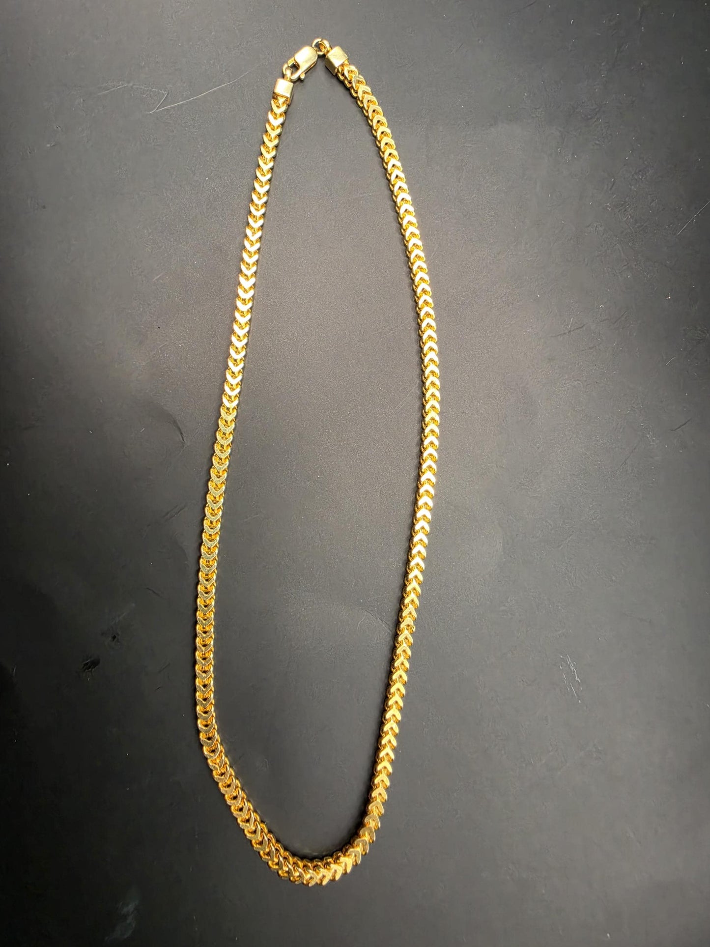 Gold Plated 925 Sterling Silver Franco Link Chain Necklace 20 Inch 4.6mm Mens Womens Box Wheat Chain Layering Statement Gift for Him