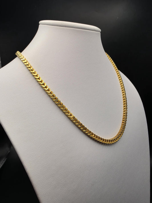 Gold Plated 925 Sterling Silver Franco Link Chain Necklace 20 Inch 4.6mm Mens Womens Box Wheat Chain Layering Statement Gift for Him
