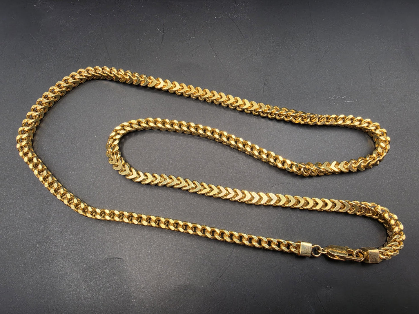 Gold Plated 925 Sterling Silver Franco Link Chain Necklace 28 Inch 5mm Mens Box Wheat Chain Heavy Long Statement Gift for Him Boyfriend Dad