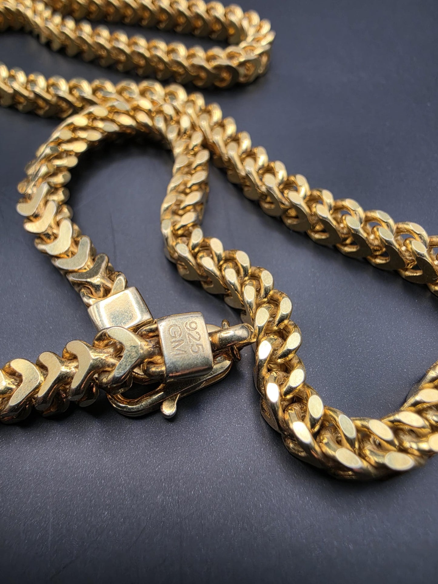 Gold Plated 925 Sterling Silver Franco Link Chain Necklace 26 Inch 5.42mm Mens Box Wheat Chain Heavy Statement Layering Gift for Him Dad