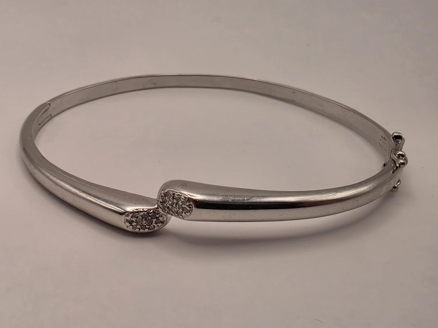 925 Sterling Silver Diamond Bangle Bracelet Hinged Oval Genuine Diamond Accent Womens Fine Jewelry Stackable Statement Gift for Her