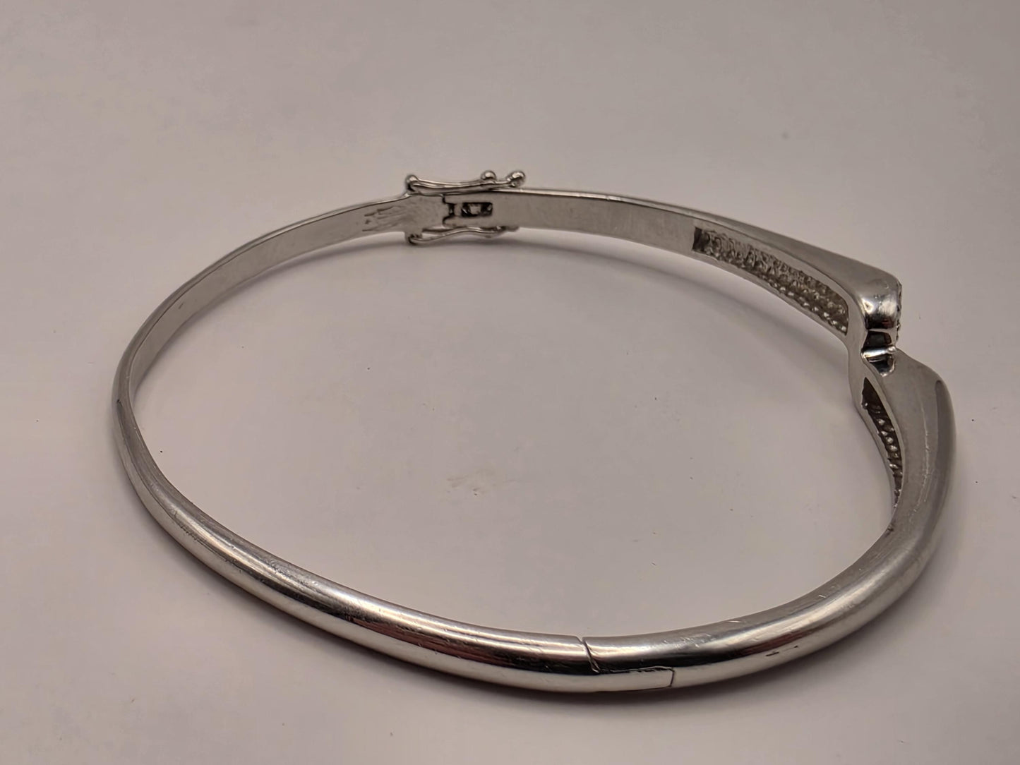 925 Sterling Silver Diamond Bangle Bracelet Hinged Oval Genuine Diamond Accent Womens Fine Jewelry Stackable Statement Gift for Her