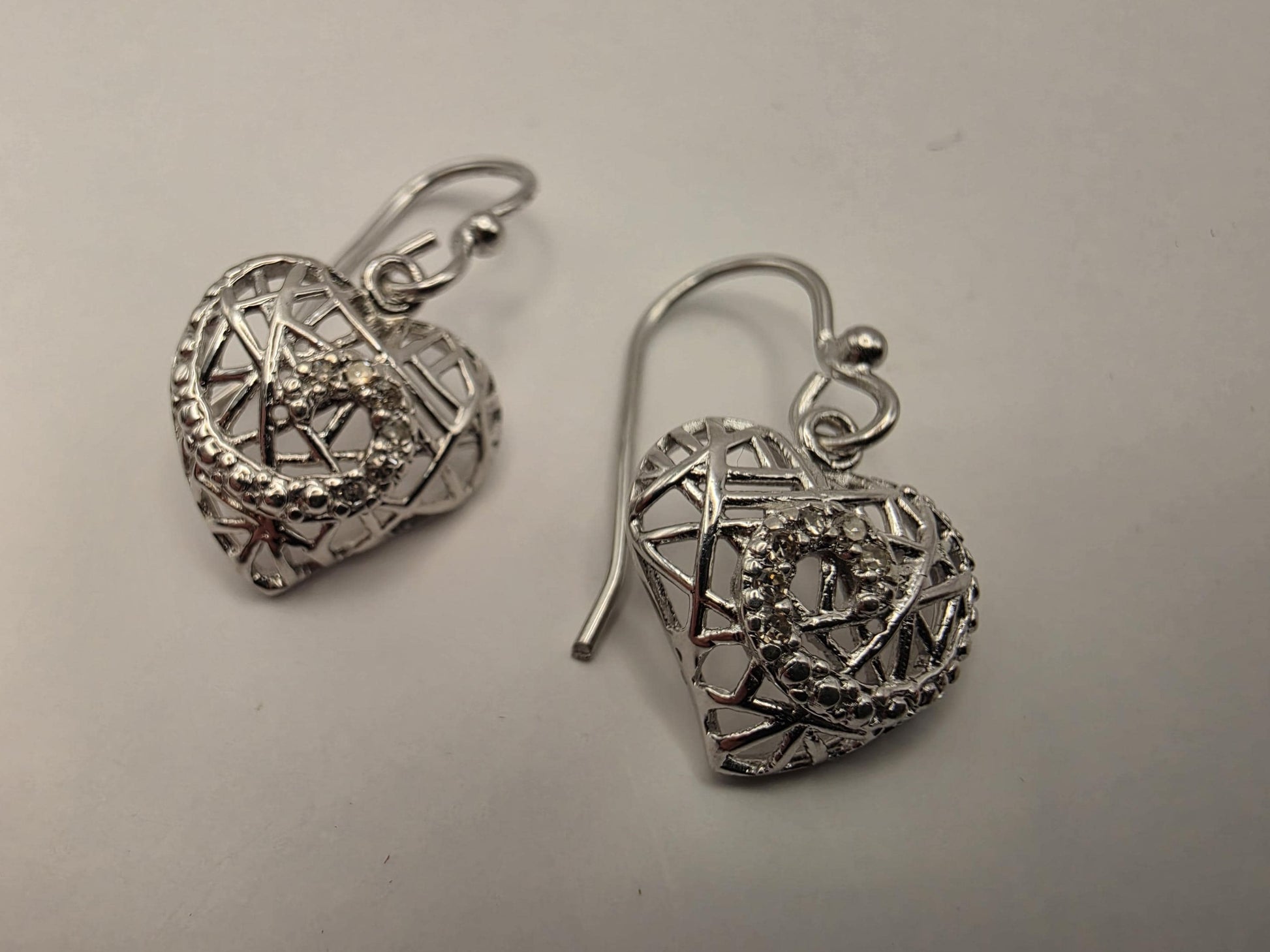 925 Sterling Silver Filigree Heart Earrings Drop Dangle Openwork Puffed Heart Womens Romantic Jewelry Gift for Her Valentines Day