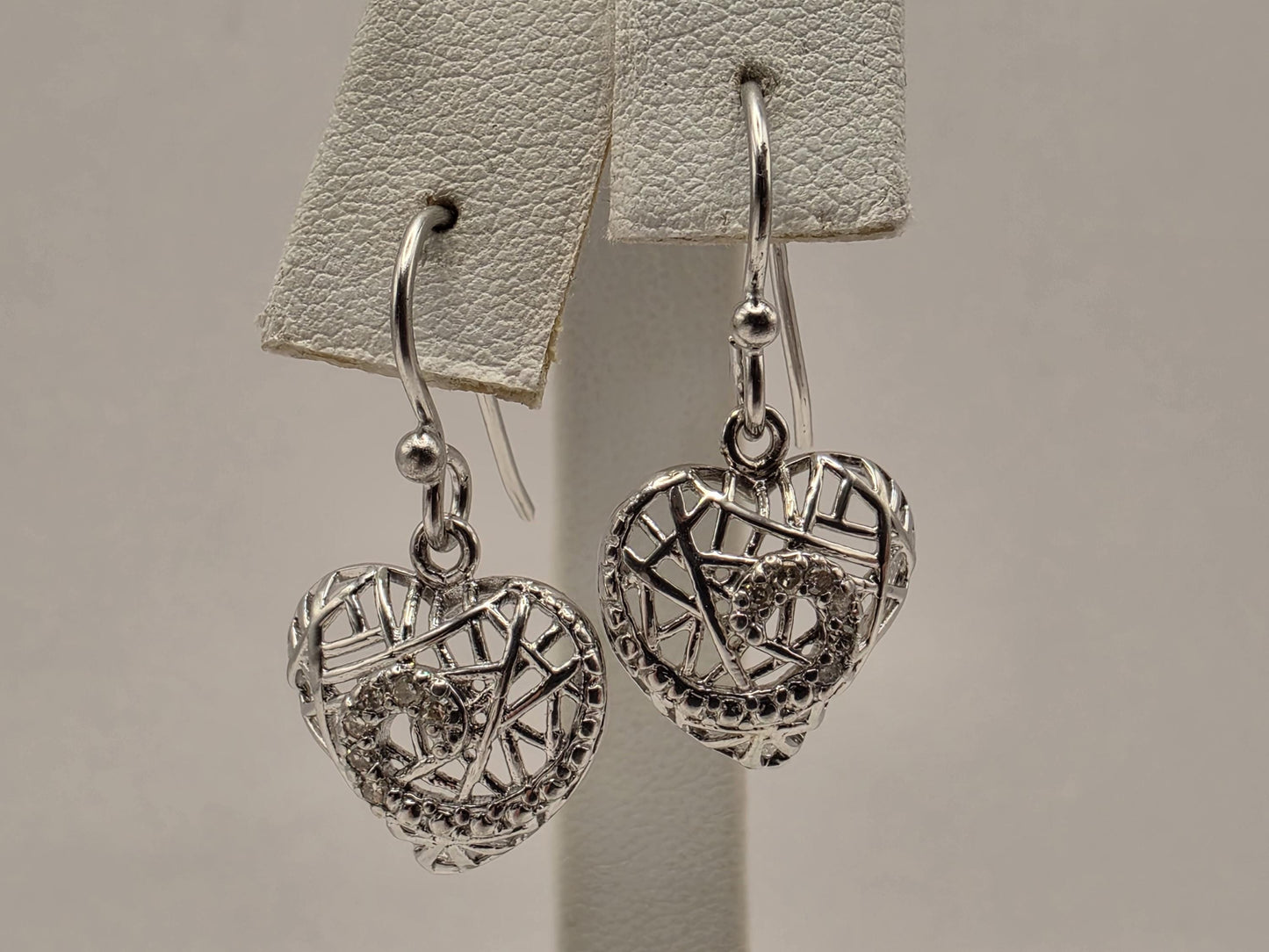 925 Sterling Silver Filigree Heart Earrings Drop Dangle Openwork Puffed Heart Womens Romantic Jewelry Gift for Her Valentines Day