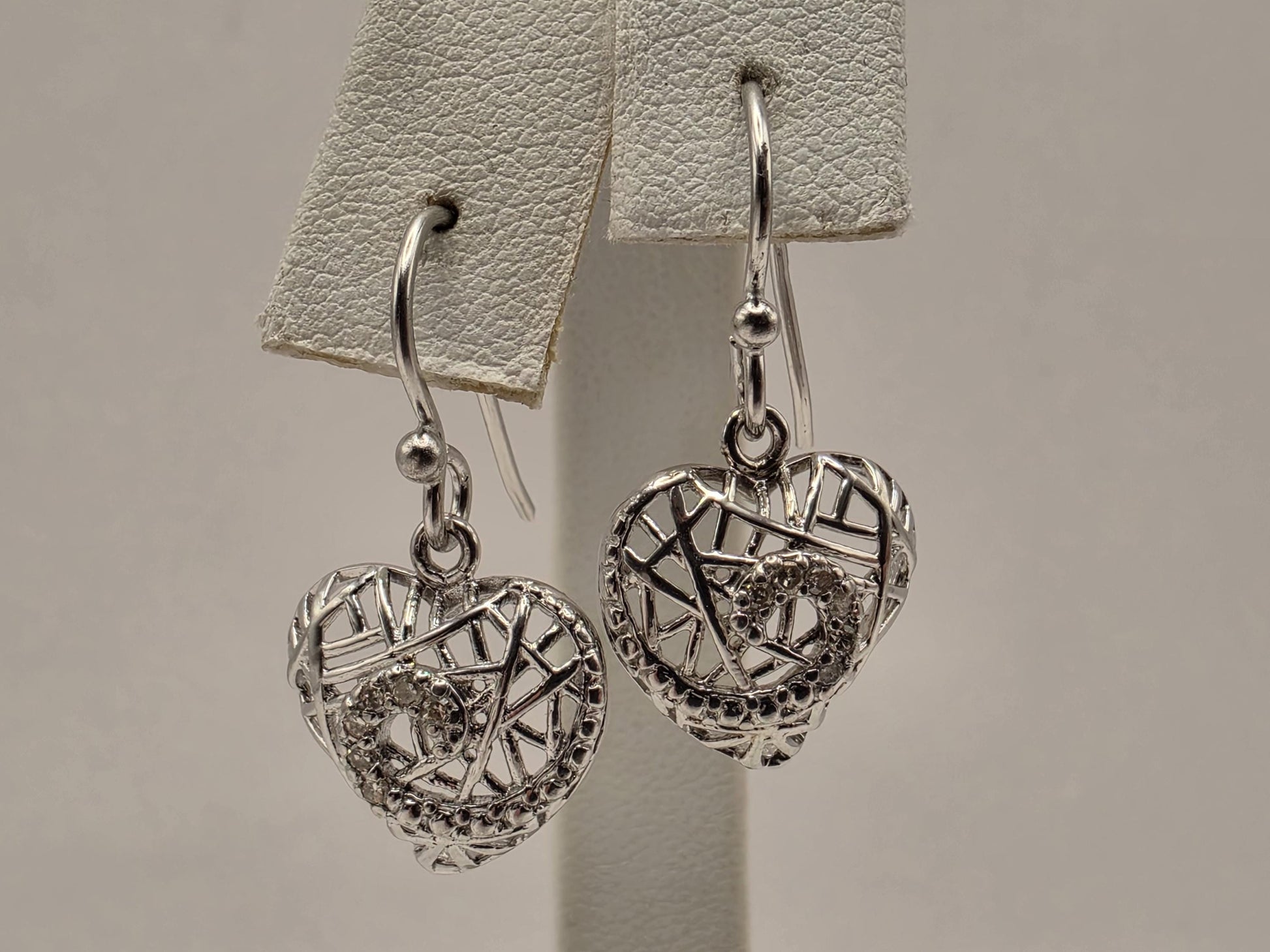 925 Sterling Silver Filigree Heart Earrings Drop Dangle Openwork Puffed Heart Womens Romantic Jewelry Gift for Her Valentines Day
