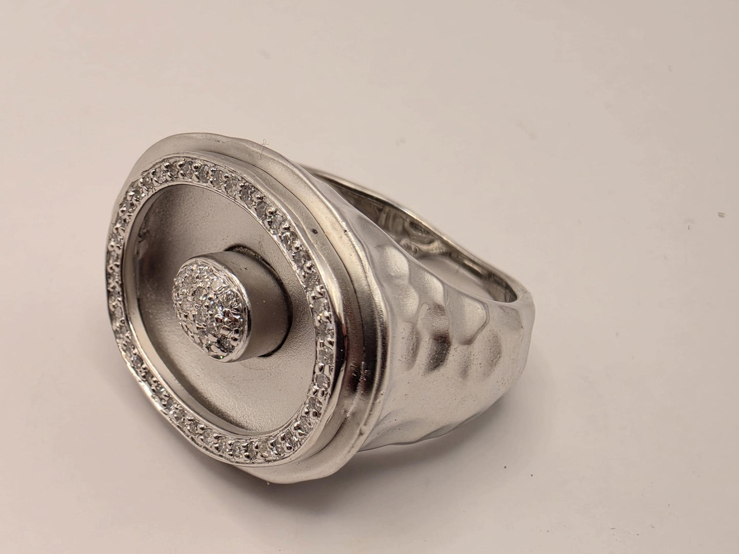 925 Sterling Silver Diamond Dome Ring Genuine Diamond 0.32ct Oval Double Halo Pave Womens Statement Cocktail Ring Fine Jewelry Gift for Her