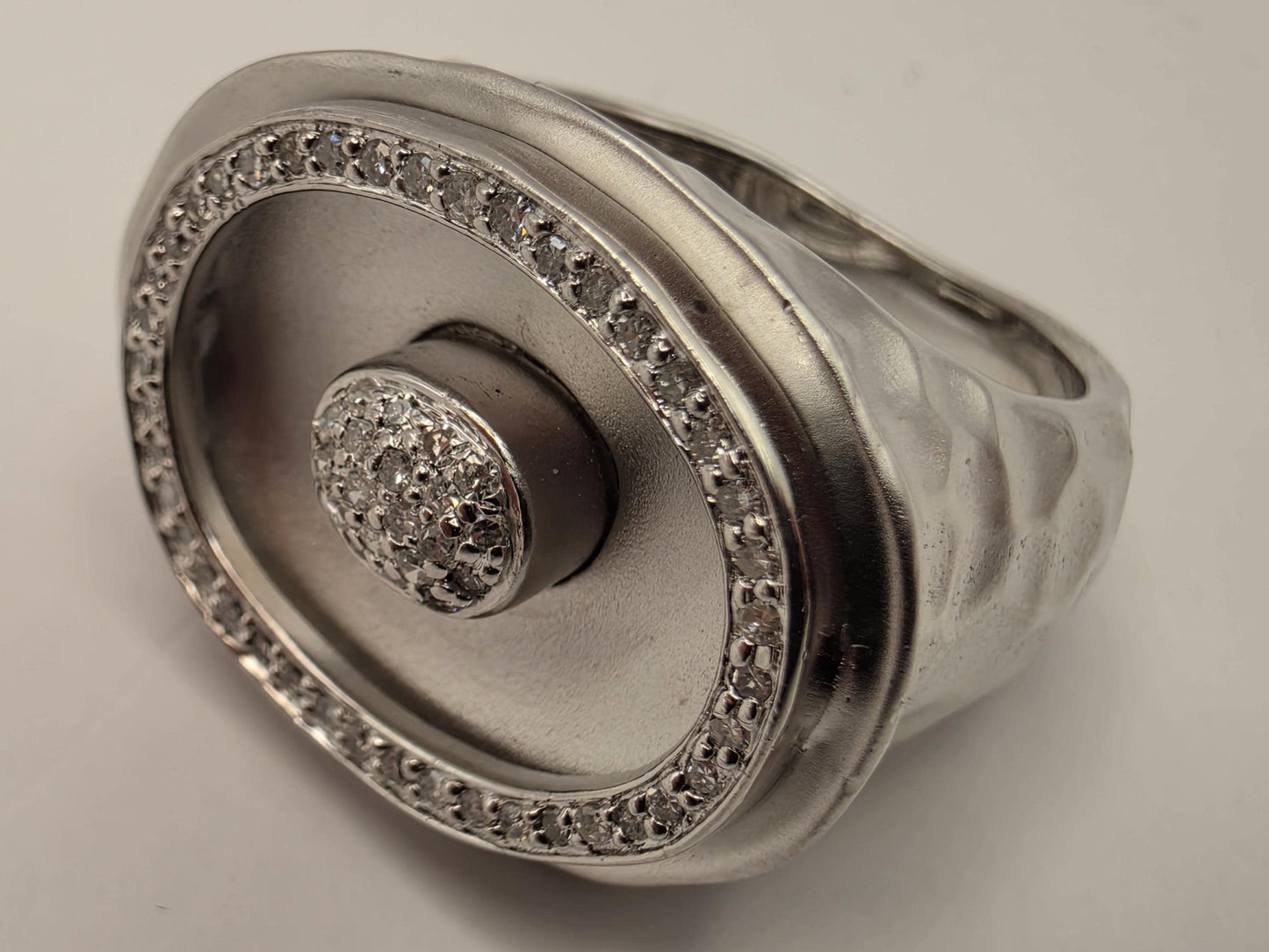 925 Sterling Silver Diamond Dome Ring Genuine Diamond 0.32ct Oval Double Halo Pave Womens Statement Cocktail Ring Fine Jewelry Gift for Her