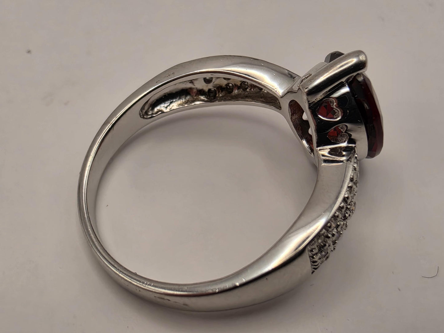 925 Sterling Silver Lab Created Ruby Ring Genuine Diamond Accent Oval Red Gemstone Womens Cocktail Ring July Birthstone Fine Jewelry Gift