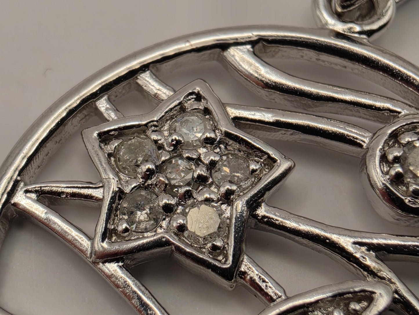 925 Sterling Silver Diamond Pendant Oval Openwork Shooting Star Fish Genuine Diamond 0.10ct Nautical Celestial Womens Jewelry Gift