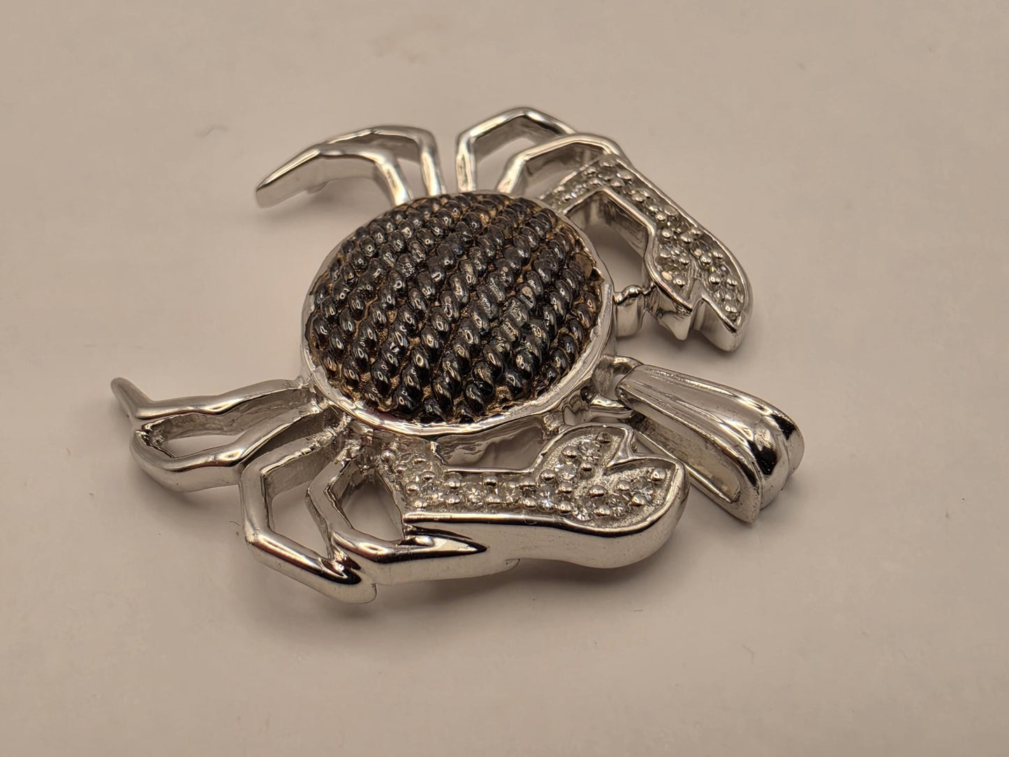 925 Sterling Silver Crab Pendant Nautical Beach Ocean Sea Life Charm Textured Body Pave Claws Coastal Jewelry Gift for Him Her Unisex