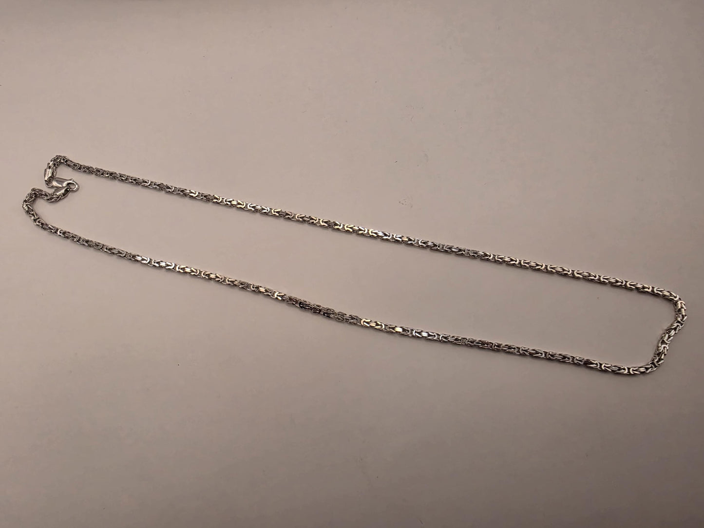 Sterling Silver Byzantine Chain Necklace 24 Inch 3mm 20.4 Grams Long Woven Link Men's Unisex Jewelry Gift
