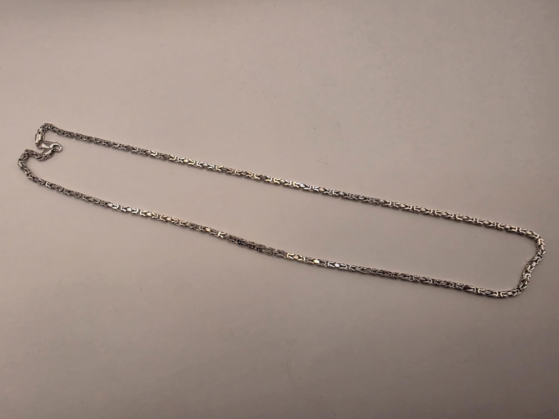 Sterling Silver Byzantine Chain Necklace 24 Inch 3mm 20.4 Grams Long Woven Link Men's Unisex Jewelry Gift