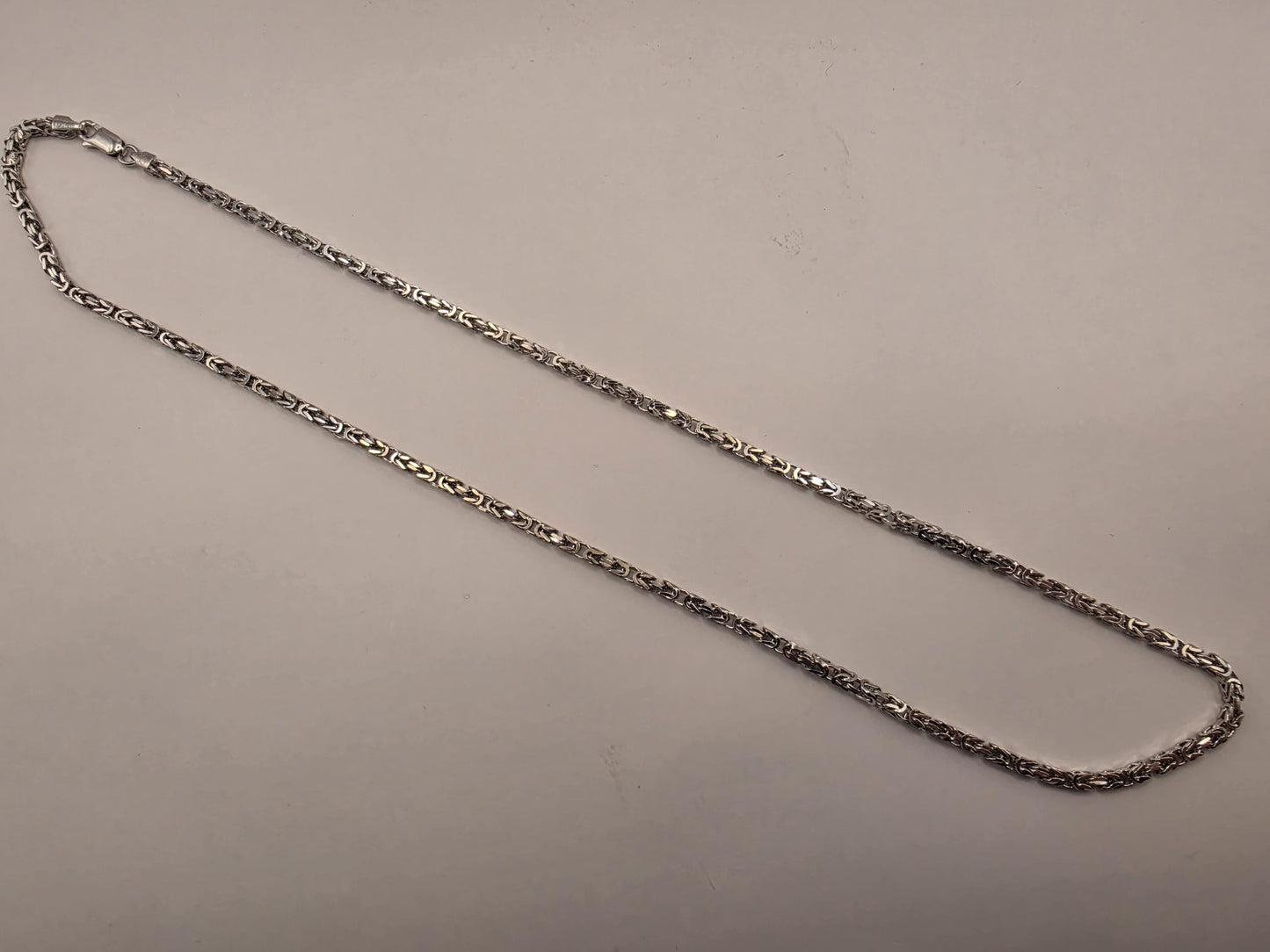 Sterling Silver Byzantine Chain Necklace 22 Inch 3mm 19 Grams Woven Unisex Men's Chain Jewelry Gift