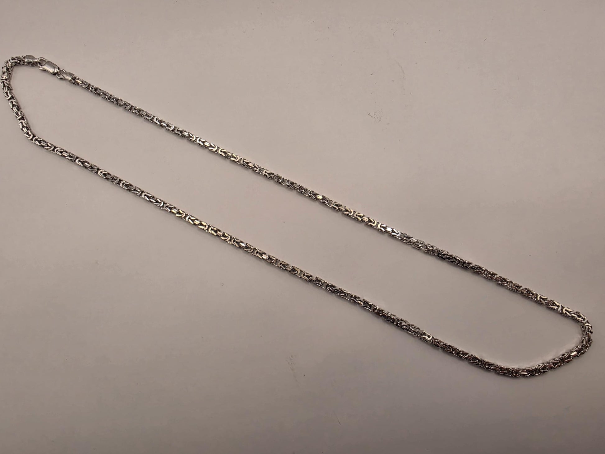 Sterling Silver Byzantine Chain Necklace 22 Inch 3mm 19 Grams Woven Unisex Men's Chain Jewelry Gift