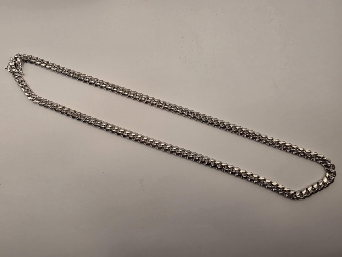 Sterling Silver Cuban Link Chain Necklace 22 Inch 6.75mm 64 Grams Extra Heavy Men's Curb Chain Statement Gift