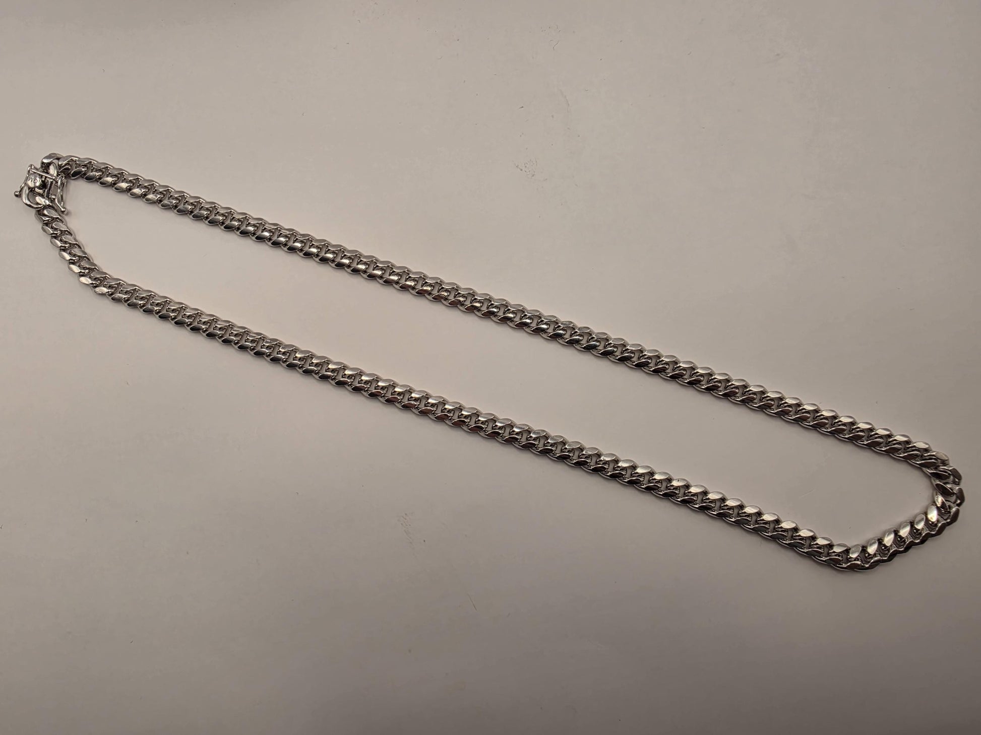 Sterling Silver Cuban Link Chain Necklace 22 Inch 6.75mm 64 Grams Extra Heavy Men's Curb Chain Statement Gift