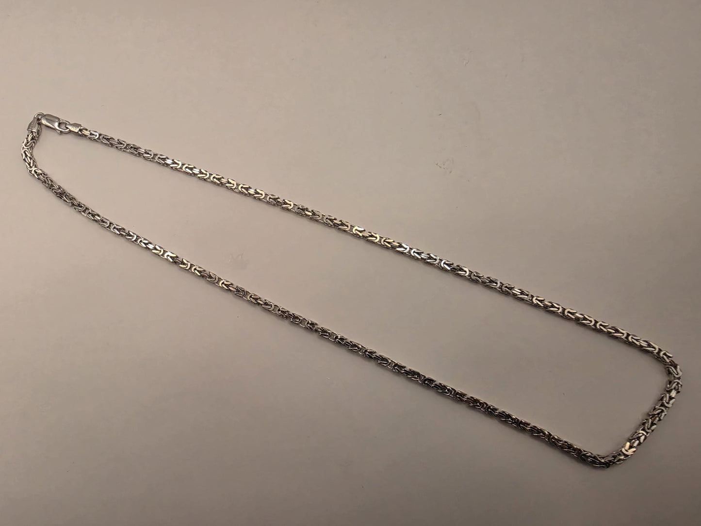 Sterling Silver Byzantine Chain Necklace 20 Inch 3mm 17.2 Grams Woven Unisex Men's Chain Jewelry Gift
