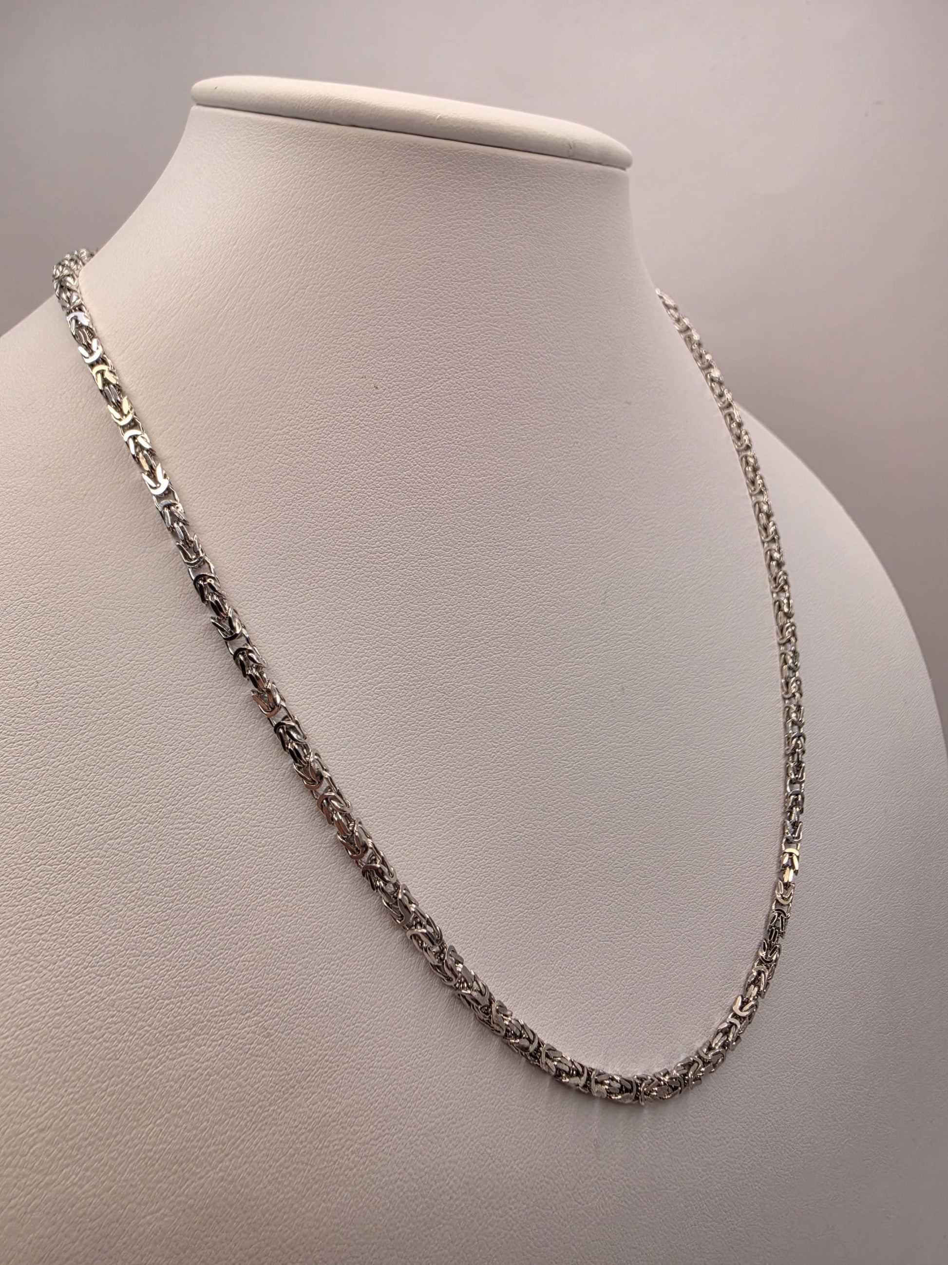 Sterling Silver Byzantine Chain Necklace 20 Inch 3mm 17.2 Grams Woven Unisex Men's Chain Jewelry Gift