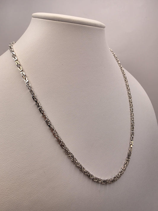 Sterling Silver Byzantine Chain Necklace 20 Inch 3mm 17.2 Grams Woven Unisex Men's Chain Jewelry Gift