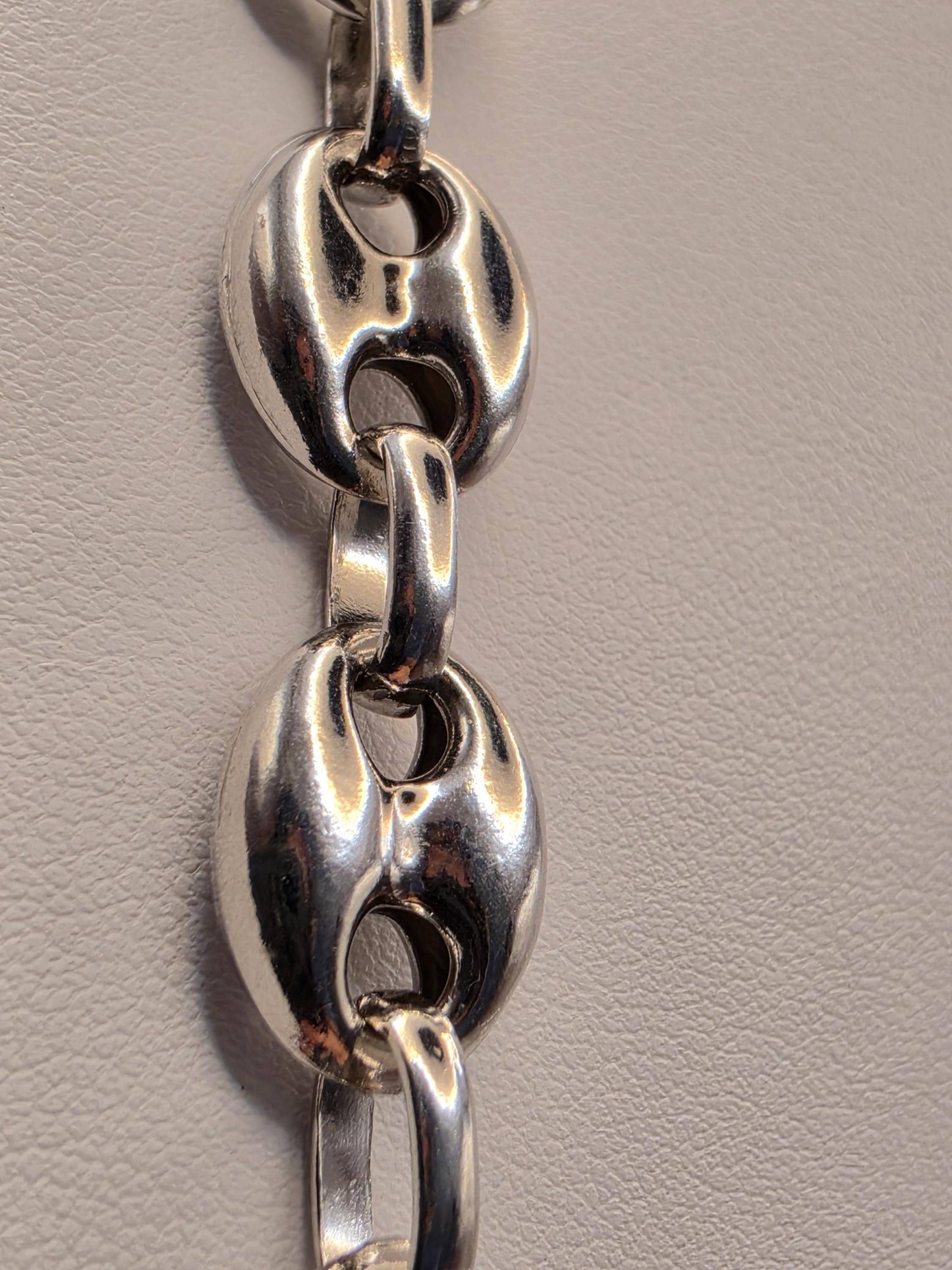 Sterling Silver Mariner Anchor Chain Necklace 22 Inch 11.15mm 40 Grams Oversized Puffed Link Statement Jewelry