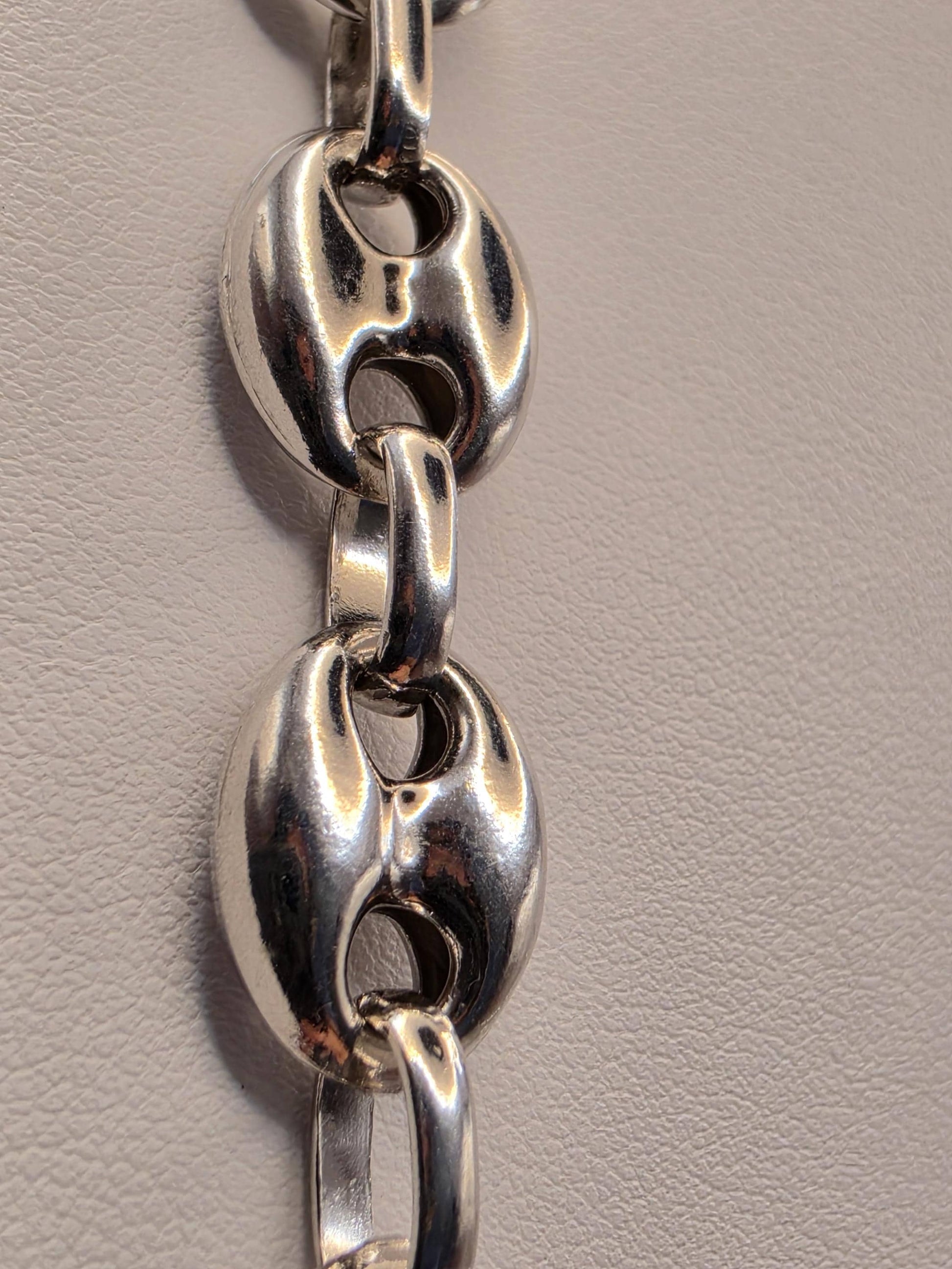 Sterling Silver Mariner Anchor Chain Necklace 22 Inch 11.15mm 40 Grams Oversized Puffed Link Statement Jewelry