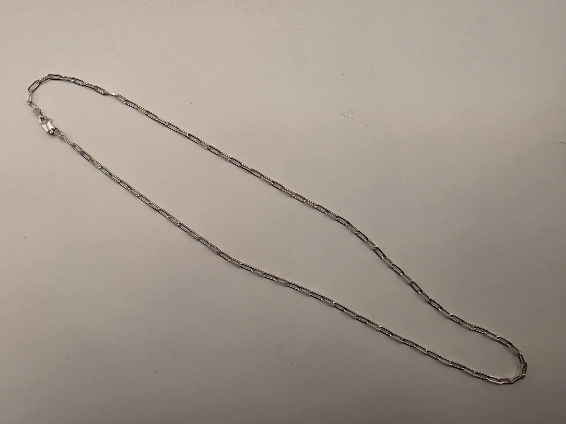 Sterling Silver Paperclip Chain Necklace 20 Inch 3mm 6.3 Grams Minimal Oval Link Layering Jewelry Gift
