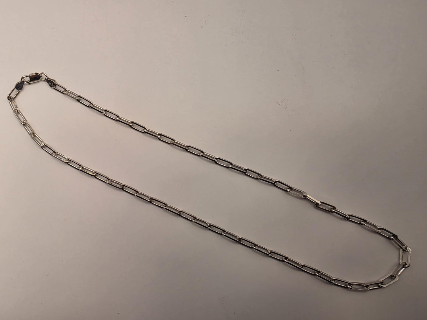 Sterling Silver Paperclip Chain Necklace 18 Inch 3.75mm 12.7 Grams Modern Oval Link Unisex Jewelry Gift