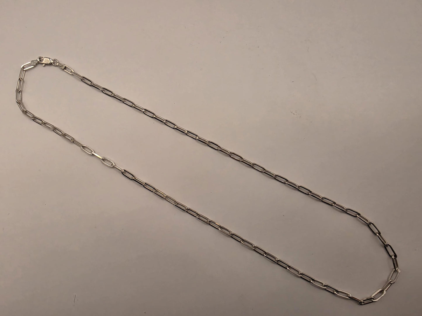 Sterling Silver Paperclip Chain Necklace 20 Inch 3.5mm 9.9 Grams Modern Oval Link Unisex Layering Jewelry Gift