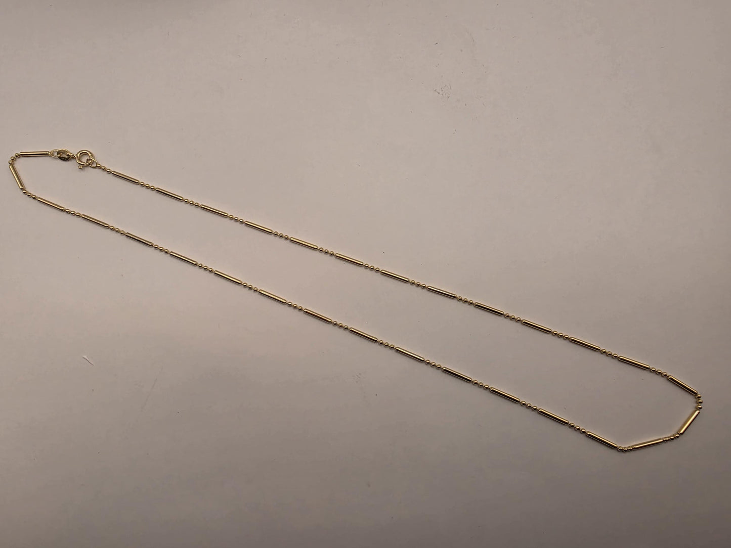 Gold Plated Sterling Silver Bar Bead Station Necklace 20 Inch 1.5mm Minimal Layering Chain Unisex Jewelry Gift
