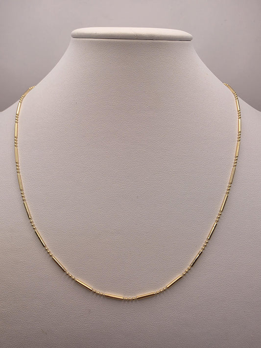 Gold Plated Sterling Silver Bar Bead Station Necklace 20 Inch 1.5mm Minimal Layering Chain Unisex Jewelry Gift